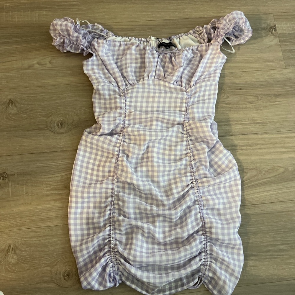 Ruched checkered dress